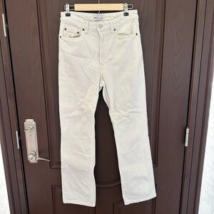 ZARA White Straight Leg Denim Jeans Size 6 High Rise Cotton
